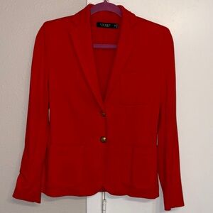 Laure Ralph Lauren Women's Red Blazer with golden buttons - size XS